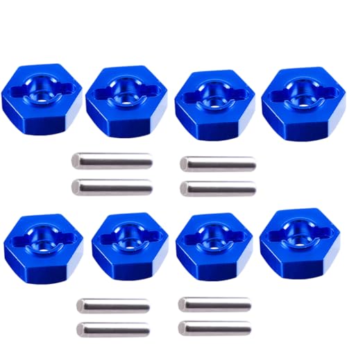 8pcs/Set Aluminum 12mm Wheel Hex Hubs Drive Adapter 5mm Thickness with 2x10mm pins for Redcat Axial HSP WLtoys Himoto Truck Model Car Upgrade Parts(Navy Blue) - color: Navy Blue