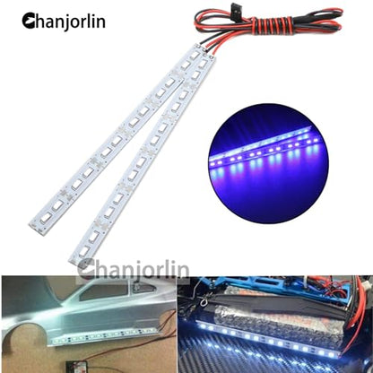 RC Car 24 LEDs Chassis Lights Strip Aluminum LED Lamp 6V Accessories for 1/8 1/10 1/16 RC Truck Tank Crawler Buggy Car HPS HPI Tamiya SCX24 TRX4 TRX6 Slash Rustler Redcat 4WD (Blue) - color: Blue