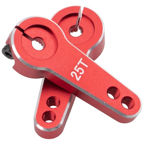 4Pcs Vgoohobby Aluminum 25T Servo Arm Horn Steering Arms Fit for Standard Servo Motors Compatible with Traxxas Axial Tamiya 1/10 RC Crawler Car (Red) - color: Red