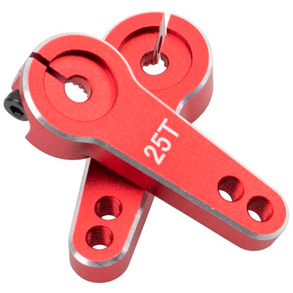 4Pcs Vgoohobby Aluminum 25T Servo Arm Horn Steering Arms Fit for Standard Servo Motors Compatible with Traxxas Axial Tamiya 1/10 RC Crawler Car (Red) - color: Red