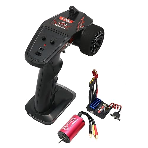2.4G CH2 RC Transmitter and Receiver Waterproof RC Remote and Receiver 30A Esc 2 in 1 Comb Set for RC Car Boat - color: Black-1