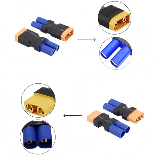 XT90 Male to EC5 Female;XT90 Female to EC5 Male Connector Adapters | for RC FPV Drone Car Lipo NiMH Battery Charger ESC