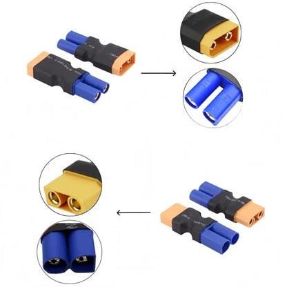 XT90 Male to EC5 Female;XT90 Female to EC5 Male Connector Adapters | for RC FPV Drone Car Lipo NiMH Battery Charger ESC