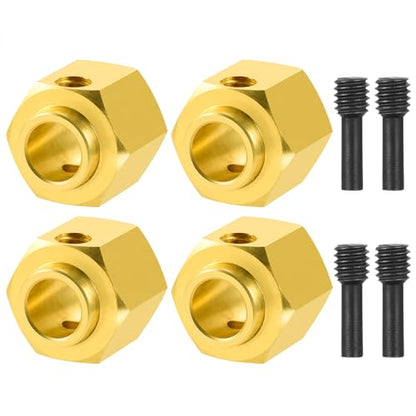 4Pcs Brass 12mm Wheel Hex Hubs Adapter, 10mm Thickness | 5mm, 8mm, 9mm, 10mm, 11mm, 12mm, Extension Combiner, Counterweight, For 1/10 Tra-xxas TRX4, RC Crawler Car - color: 10mm Thickness