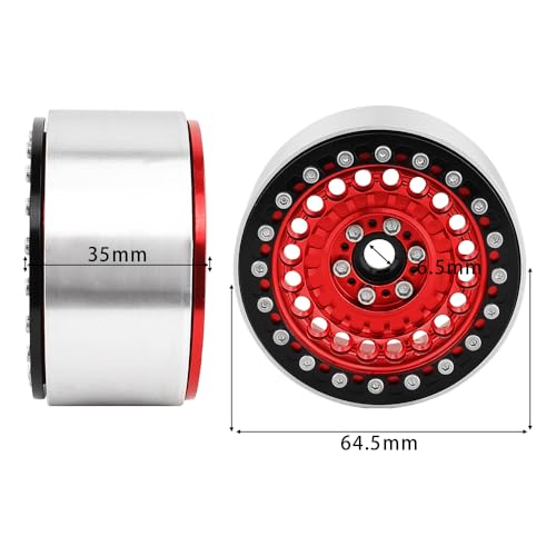 Aluminum Circular Step Subsidence 2.2" Beadlock Wheel Rim for 1/10 SCX10 I II III Capra TRX4 VS4-10 Gen8 RC Crawler Upgrade (red) - color: Red