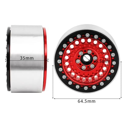 Aluminum Circular Step Subsidence 2.2" Beadlock Wheel Rim for 1/10 SCX10 I II III Capra TRX4 VS4-10 Gen8 RC Crawler Upgrade (red) - color: Red