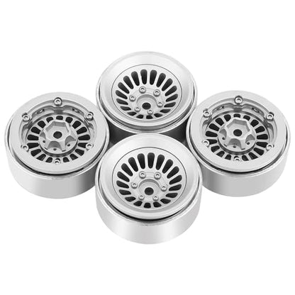 CNC 1.3" Beadlock Wheel Rim for SCX24 1/24 TRX4M Ascent18 1/18 RC Crawler Aluminium Upgrade Part (Silver) - color: Silver