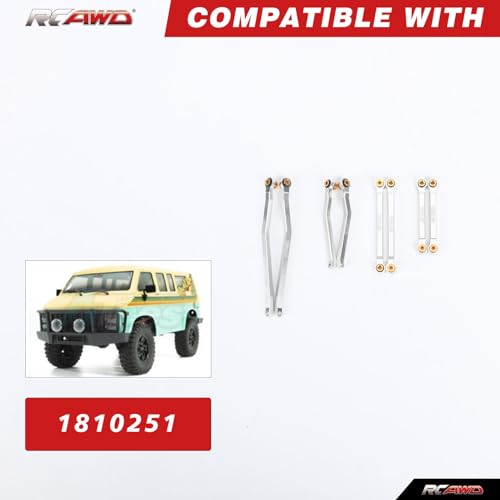 RCAWD for Hobby Plus CR18P RC Linkage High Clearance Tie Rods Set Link for Rock Van, Trail Hunter, EVO Harvest, FUR-2411 Upgrades Parts Sliver - color: Sliver