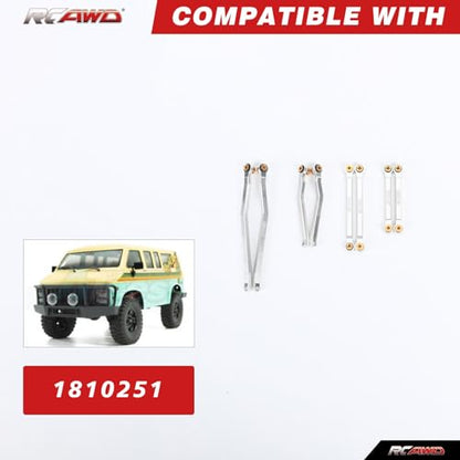 RCAWD for Hobby Plus CR18P RC Linkage High Clearance Tie Rods Set Link for Rock Van, Trail Hunter, EVO Harvest, FUR-2411 Upgrades Parts Sliver - color: Sliver