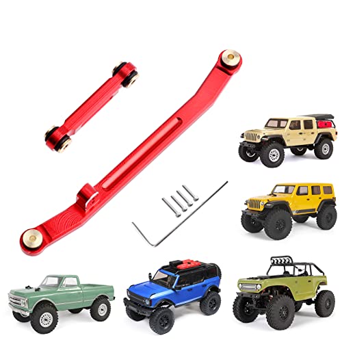 Hobbypark Aluminum Steering Rod Tie Links High-Tightening Linkage for Axial SCX24 Gladiator Bronco C10 JLU Deadbolt B17 1/24 RC Crawler (Red) - color: Red