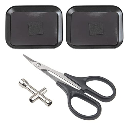 0-14mm RC Expanding Hole Puncher Opener Reamer Tool RC Body Shell Drills Tool & 2Pcs Aluminium Screw Tray with Magnetic Pad & 1Pcs RC Curved Body Trimming Scissors & 1Pcs Wheel Hub Cross Socket Spanne