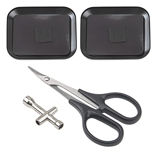 Share Goo Aluminium Screw Tray with Magnetic Pad & RC Curved Body Trimming Scissors & Wheel Hub Cross Socket Spanner RC Hole Puncher Opener Reamer for RC Scale Car Repair Tool