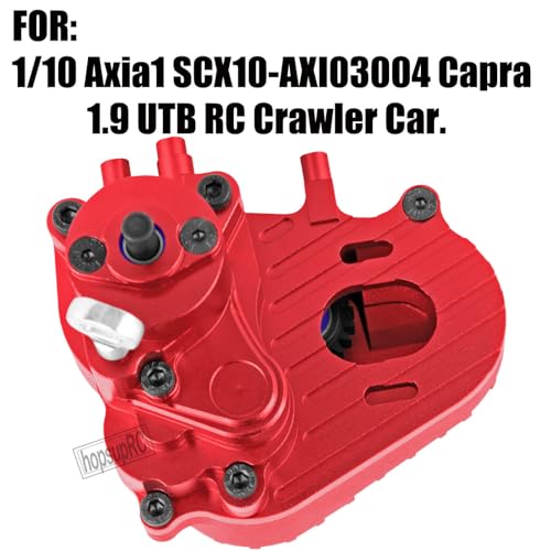 RC Gearbox Upgrades Part for 1/10 Axia 1 SCX10-AXI03004 Capra 1.9 UTB RC Crawler Car,Aluminum Gearbox Complete Transmission Case w/Spur Gear,Red - color: Red(hops Up)