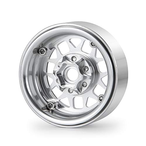 MOHERO Aluminum 1.9'' Alloy Beadlock Wheel Rims for 1/10 RC Axial SCX10 SCX10-II SCX10-III TRX4 CC01 D90 TRX4 Crawler Car Pack of 4 (Silver+Black) - color: Silver+black