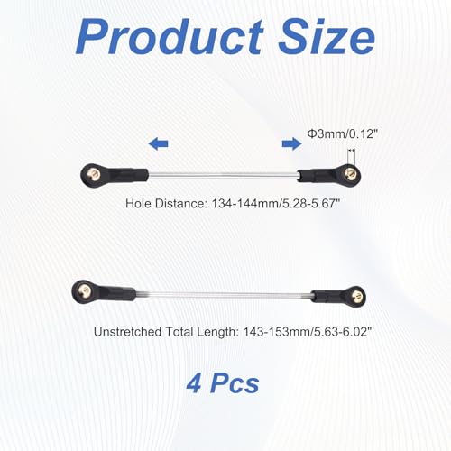 MECCANIXITY 2Pcs Adjustable Turnbuckles Camber Links, 134-144mm Turnbuckle Rod Steering Servo Linkage with M3 Ball Head Rod Ends for RC Car Replace Parts DIY - size: 134-144mm