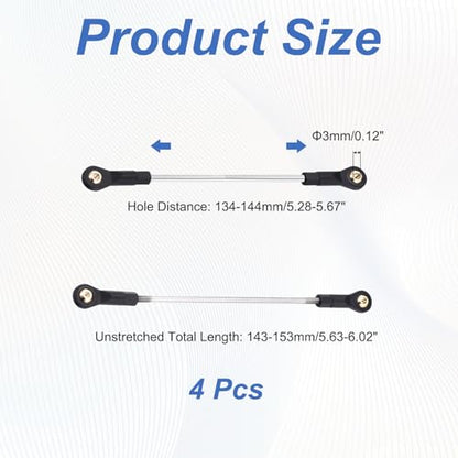 MECCANIXITY 2Pcs Adjustable Turnbuckles Camber Links, 134-144mm Turnbuckle Rod Steering Servo Linkage with M3 Ball Head Rod Ends for RC Car Replace Parts DIY - size: 134-144mm