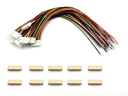 10Pairs Micro JST GH 8Pin 1.25mm Male Female Connector, GH1.25 Terminal Connector Wire Cable 15cm 28AWG - size: 8Pin