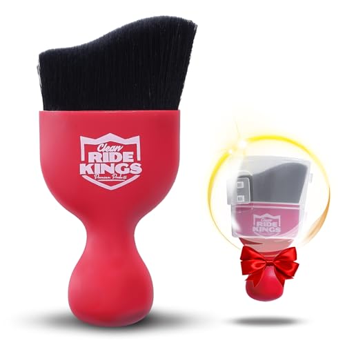 Car Interior Detailing Brush - Black & Red, 2 Pack | Cleans auto air vents, knobs & seat seams. Soft bristles with protective cover. Perfect vehicle care gift for men & women. - color: Red