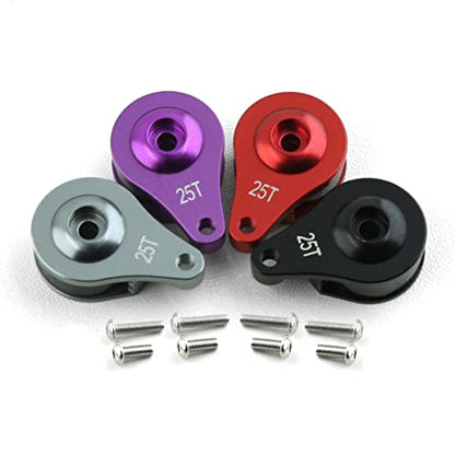 2 Sets Aluminum 25T Servo Saver 1 Hole Adjustable Hi-Torque Servo Horn for 1/10 SCX10 Capra TRX4 TRX6 RC Car Crawler Boat Parts (Red) - color: Red