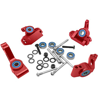 OGRC Caster Block Steering Blocks, Stub Axle Carriers for 1/10 Slash 2WD | Aluminum Front Caster Block&Steering Blocks and Rear Stub Axle Carriers kit for 1/10 Traxxas slash 2WD #3632 3736 3752 (Red) - color: Red