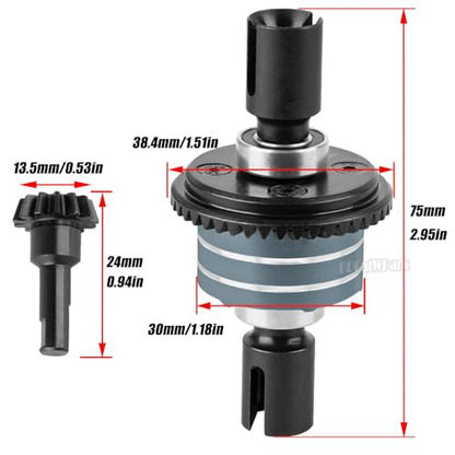 RC 43T Differential & 10T Main Gear Upgrades Part for 1/7 Big Rock/Mojave/Fireteam V2 6S BLX,1/8 Kraton/Outcast/Notorious Talion 6S BLX & EXB,Replace ARA310990,#ARA310979,Titanium - color: Titanium - (Differential)