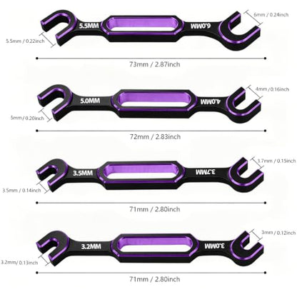 4PCS RC Wrench 3.0/3.2/3.5/3.7/4.0/5.0/5.5/6.0mm Turnbuckle Nut Ball Joint Remover RC Repair Tool for RC Crawler Car Boat RC Drone Upgrade Parts, Purple - color: Purple