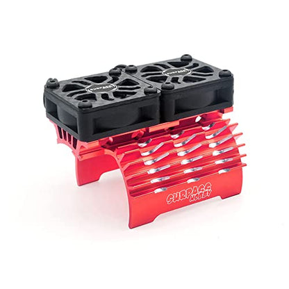56mm RC Motor Cooling Fans, Hobby Twin Fan with Metal Heatsink for 1/8 1/10 RC Car 3650 3660 540 550 (56mm Red for 55/56/58mm Motor) - style: 56mm Red for 55/56/58mm Motor