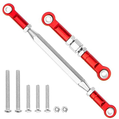 Metal Adjustable Turnbuckles Camber Links Pull Rod Steering Servo Linkages Tie Rod Compatible with MN Model MN D90 99S MN90 1/12 RC Crawler Car (Red) - color: Red