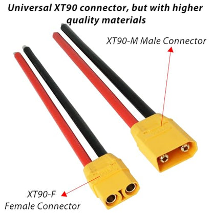 XT90 Connector Plug Cable - 5 Pairs Female and Male XT90H Extension Cables with 10AWG 150mm Silicon Wire Cables for RC Lipo Battery Connectors Drone Car Boat (XT90 Connector 10AWG 150mm) - style: XT90 Connector 10AWG 150mm