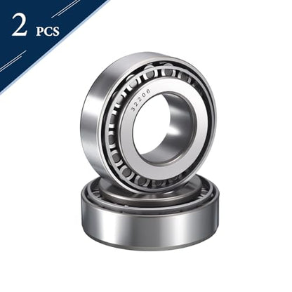 2 Pack 32206 Tapered Roller Bearing Cone and Cup Set | 30mm Bore 62mm OD 21.5mm Cup Width, Chrome Steel Taper Bearings Set, ABEC-3 - size: 32206
