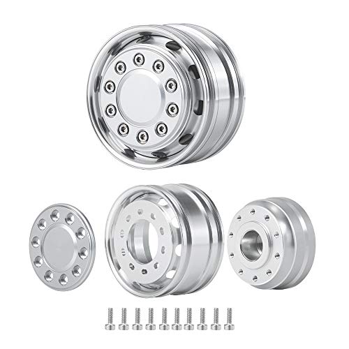RC-Hub 2Pcs Aluminum Front Wheels Rim for 1/14 Tamiya Trailer Tractor Truck | Wheel Rim with Hex Hub,H*W 47*20mm,RC Upgrade Parts Replacement Accessories