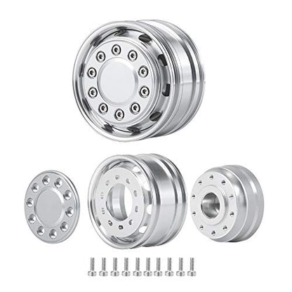 RC-Hub 2Pcs Aluminum Front Wheels Rim for 1/14 Tamiya Trailer Tractor Truck | Wheel Rim with Hex Hub,H*W 47*20mm,RC Upgrade Parts Replacement Accessories
