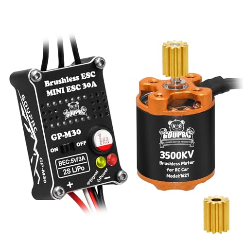 GOUPRC 3500KV Outrunner Brushless Motor & Upgrade 30A Brushless ESC for 1/18 TRX4M/ Ascent-18 Redcat RC Crawler Car Buggy Trcuck - style: Orange for TRX4M & Redcat 1/18