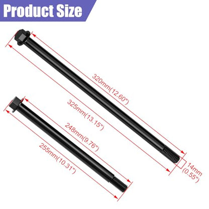 CT200U 196cc 14mm 325mm Mini Bike Rear Axle Kit + 225mm Front Axle | 14mm Rear and Front Axle Kit Compatible with Coleman CT200U Minibike 196CC 200CC 6.5HP Engine Parts 15mm Chain Adjuster - color: black
