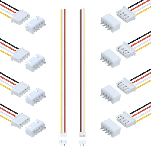 10Pairs JST-XH 2.54mm 4Pin Header Connector Kit with Male and Female Connectors Adapter 200mm 26AWG Flat Wire Cable Compatible with JST XH Plug Adapter (4P) - color: 4P