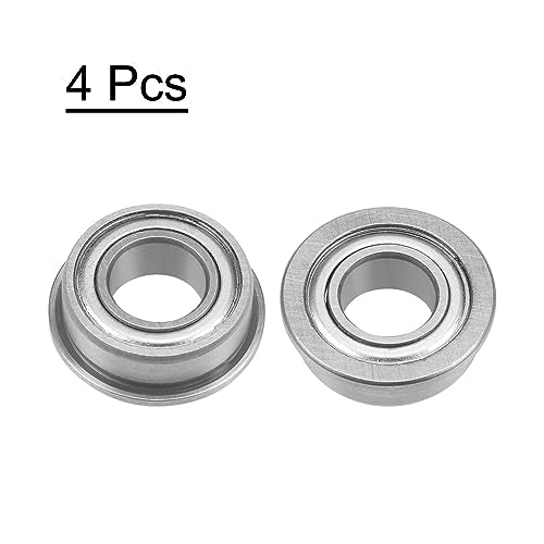 uxcell F687ZZ Flanged Ball Bearing 7x14x5mm Double Shielded Chrome Steel Flange Bearings, 4pcs - size: 7x14x5mm