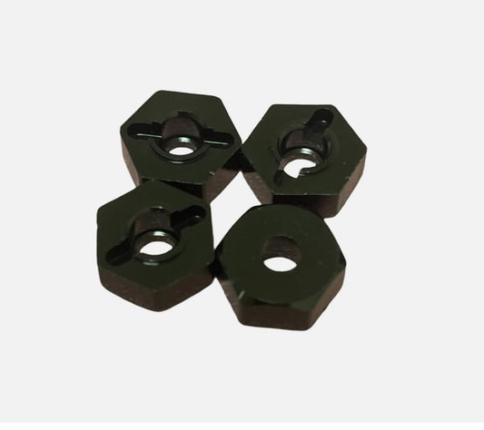 4pcs 12mm Aluminum Wheel Hex Nut Hub Adapter for HSP 102042 02100 Himoto 4WD 1/10 RC Car (Black) - color: Black