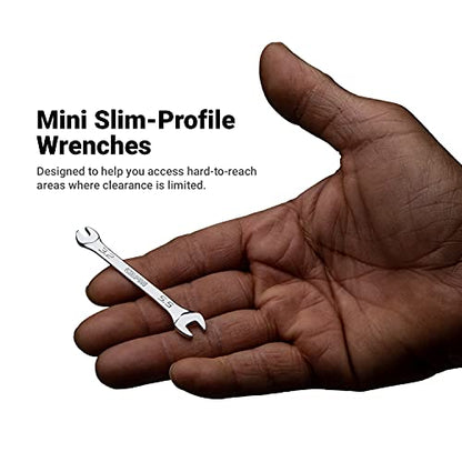 Capri Tools 4 mm x 5 mm Slim Mini Open End Wrench, Metric - size: 4 mm x 5 mm
