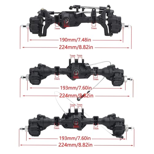 RC Crawler Front Middle Rear Axle Portal Axles with T-Lock Differential for TRAX-XAS 1/10 TRX4 TRX6 6WD RC Car 1/10 Upgrade Part(Middle Axle) - color: Middle Axle