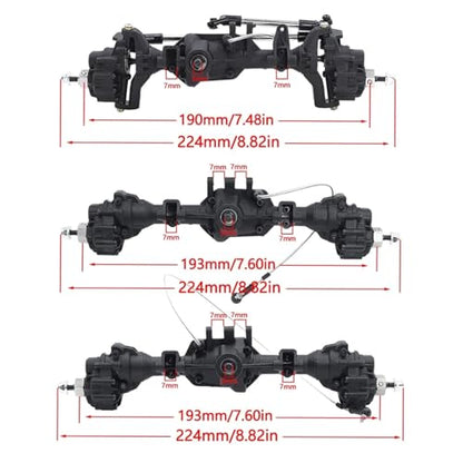 RC Crawler Front Middle Rear Axle Portal Axles with T-Lock Differential for TRAX-XAS 1/10 TRX4 TRX6 6WD RC Car 1/10 Upgrade Part(Rear Axle) - color: Rear Axle