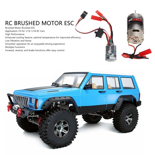 RC Car Brushed Motor 30A JST Plug ESC Set, 390 28T Brushed Motor for 1/16 1/18 RC Car