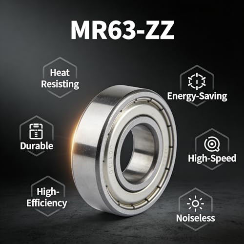 10 PCS MR63-ZZ Deep Groove Ball Bearings - 3x6x2.5mm Double Shielded Micro Bearings for 3D Printers, Electric Motors, RC Models & Small Appliances