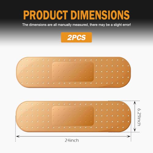 2PCS Car Bandaid Sticker, Large Bumper Decal for Sedan SUV Truck | Waterproof Vinyl Bandage Decals, Funny Car Decorative Sticker, Scratch & Dent Covering for Vehicle Window (Beige)