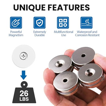 LOVIMAG Strong Magnets 1.26inch x 0.2inch Rare Earth Neodymium Heavy Duty | 8 Pack Epoxy Coated Disc Countersunk Magnet Cabinets Door Catch for Fridge, Kitchen Room Refrigerator Drawer Locker, Silver - color: Silver
