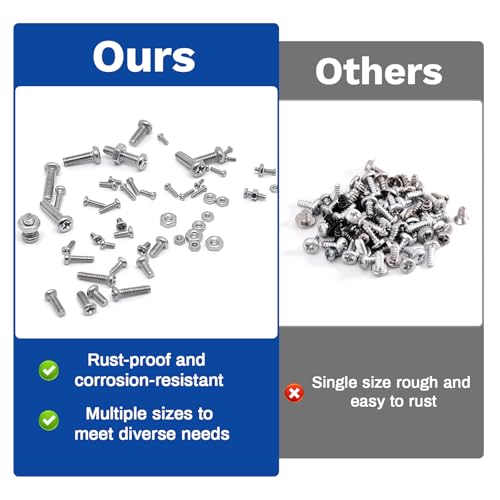 1110 Pcs 304 Stainless Steel Micro Screws Nuts Kit | M1 M1.2 M1.4 M1.6 M2 M2.5 Metric Assortment, Phillips Pan Head for Arduino RC Electronics DIY - size: M1/1.2/1.4/1.6/2/2.5-1110 Pcs