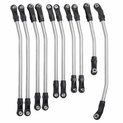 AMK 10 Pcs 313mm Wheelbase Stainless Steel Link Rod Linkage for 1/10 RC Crawler Car Axial SCX10 II 90046 Upgrade Parts
