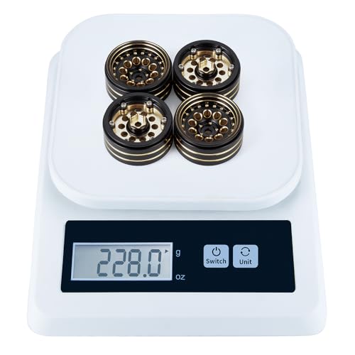 4PCS/1set Brass 1.3" RC beadlock Wheels Rims 228g for 1/18th TRX4M 1/24th AXIAL SCX24 RC Crawler Car Upgrade Parts (Black) - color: Black