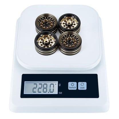 4PCS/1set Brass 1.3" RC beadlock Wheels Rims 228g for 1/18th TRX4M 1/24th AXIAL SCX24 RC Crawler Car Upgrade Parts (Black) - color: Black