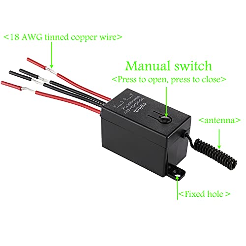 Mini Wireless Switch 12V,5V/12V/48V/10A Relay Remote Switch. | with 328FT Long Range for Track Lights,Car Led Light,Fan,Water Pump,DIY electronics. - color: 5V-48V Mini Remote switch-10A