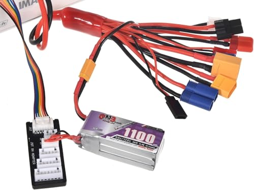 RC Lipo Battery Charger Adapter Connector Splitter Cable, 10 in 1 Convert Wire to 4.0mm Banana Plug with 2-6S Charge Balance Board for TRX, T-Plug, Tamiya, Futaba, JST, XT90, XT60, XT30, EC3, EC5